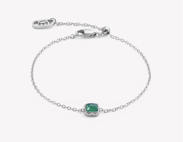 Coeur de Lion Silver Bracelet Green Agate - May